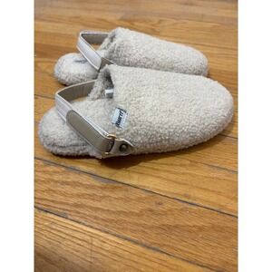 Born Women Sherpa Fleece Slingback Slippers Cream Faux Fur M/LHouse Shoes